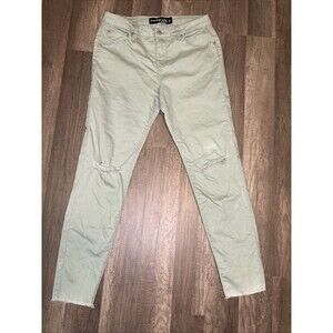 Womens Monkey Ride Classic Skinny Ankle Jeans 11 Sea Green Distressed Raw Hem
